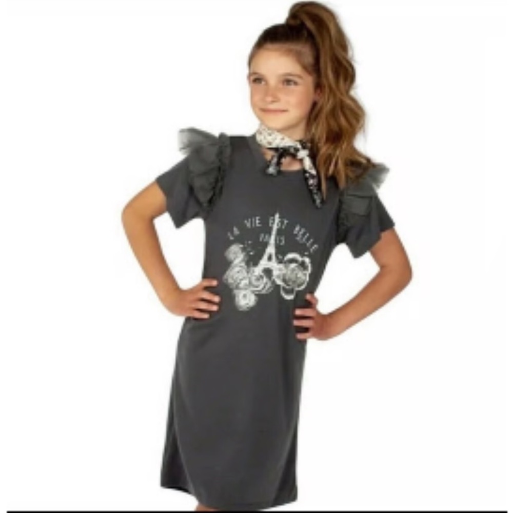 Joyfolie Charcoal Paris T-shirt Dress